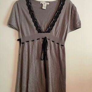 Smudge sweater dress grey with black trim good shape